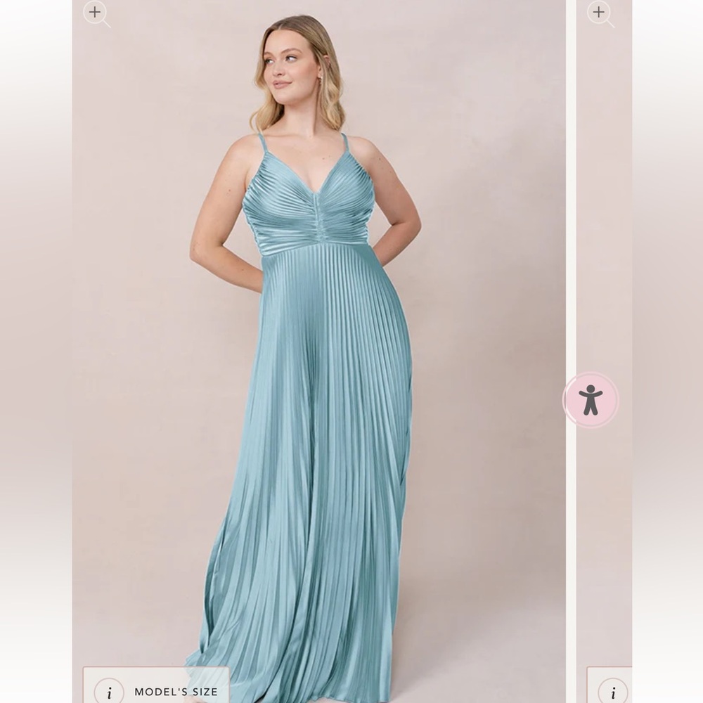 Revelry vivian satin sky blue Backless Pleated Dress sz 6